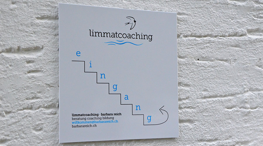 Hinweistafel für limmatcoaching von developdesign